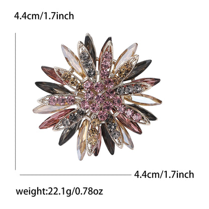Beaut&Berry Luxury Rhinestone Sunflower Brooches for Women Unisex Plant Pins Friends Party Gifts Banquet Jewellery Accessories