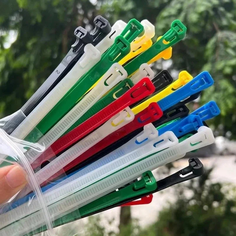 10Pcs Reusable Cable Ties Cable Lock Loop Nylon Ties Removable Recyclable Mixed Colours Black White Cable Ties