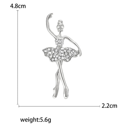 Rhinestone Ballerina Brooches for Women Acrylic Elf Pins Pearl Girls Accessories Office Party Friend Gifts