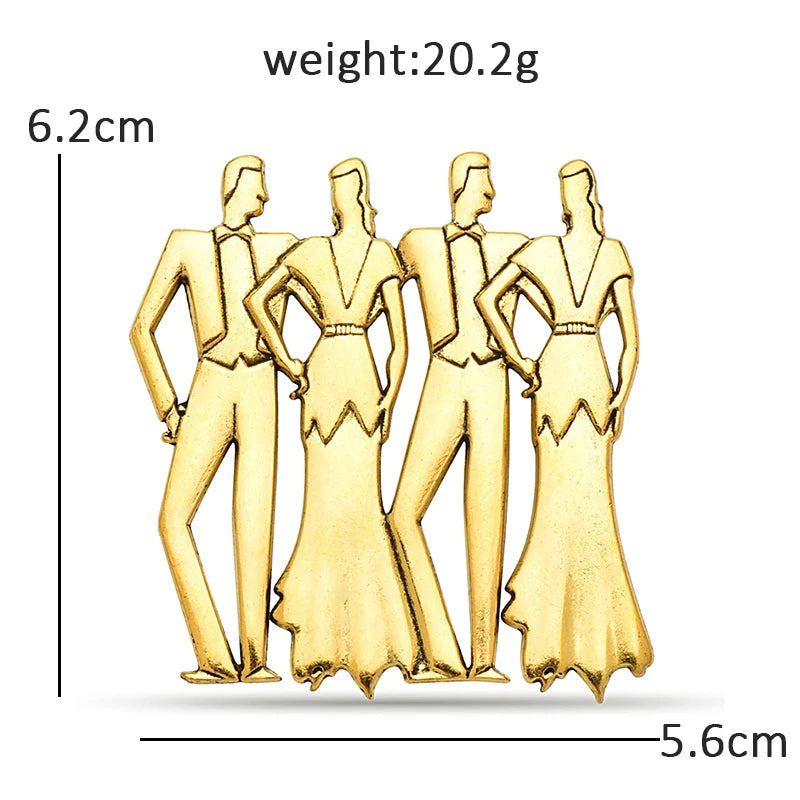Wuli&baby Vintage Dancers Character Brooches For Women Unisex Metal Dancing Men And Ladies Person Party Casual Brooch Pins Gifts