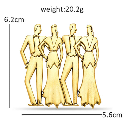 Wuli&baby Vintage Dancers Character Brooches For Women Unisex Metal Dancing Men And Ladies Person Party Casual Brooch Pins Gifts