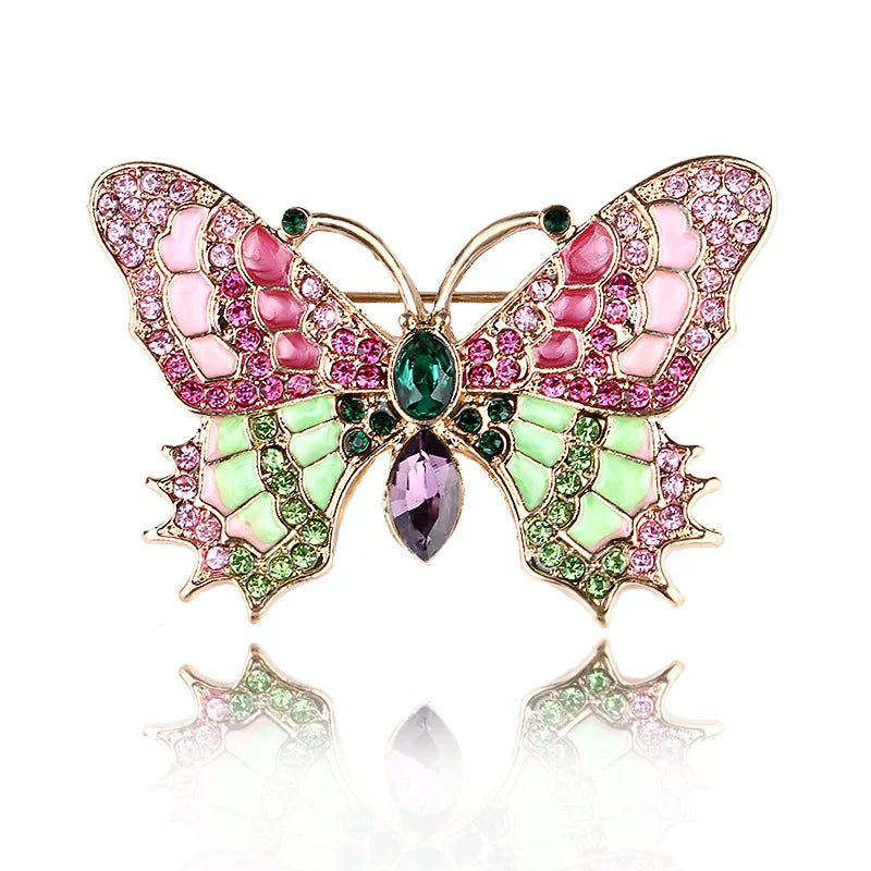 Classic Rhinestone Butterfly Brooches For Women Vintage Beauty Casual Brooch Pins Clothing Accessories Party Wedding Gifts