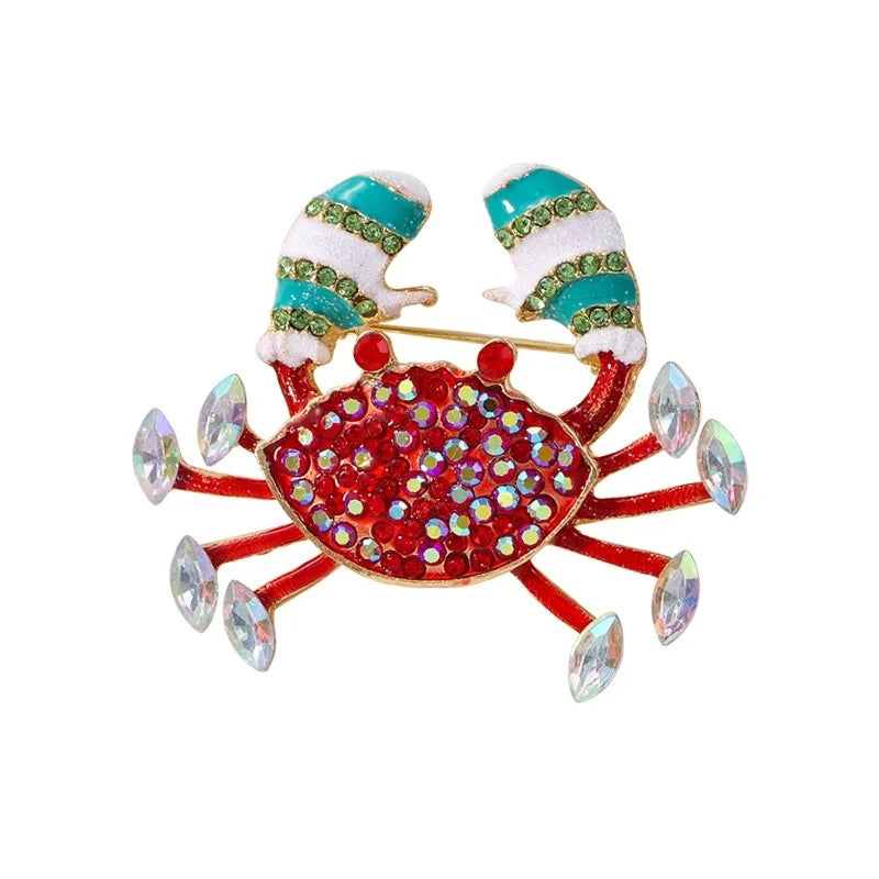Enamel Rhinestone Crab Brooches For Women Unisex Animal Pins Multi-color Available Casual Party Accessories Gifts