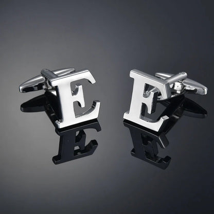 Simple Silver Color 26 Letter Cufflinks for men A to Z Alphabet Initial Cuff Links Business Suit Shirt Button Wedding Jewelry