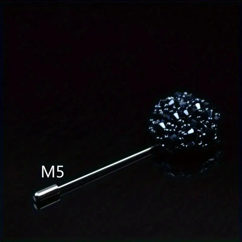 Fashion Crystal Flower Men's Brooches Long Brooch Pins Handmade Men's Lapel Pin for Suits Rhinestone Men Fashion Jewelry