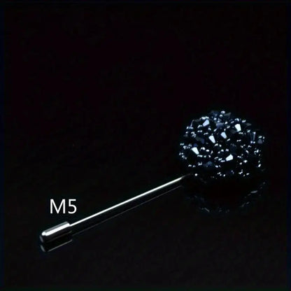 Fashion Crystal Flower Men's Brooches Long Brooch Pins Handmade Men's Lapel Pin for Suits Rhinestone Men Fashion Jewelry