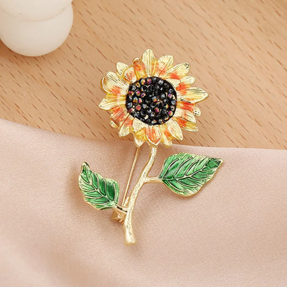 New Enamel Tulip Chrysanthemum Rose Sunflower Flower Brooch for Women Elegant Fashion Classic Flower Weddings Party Brooch Pins