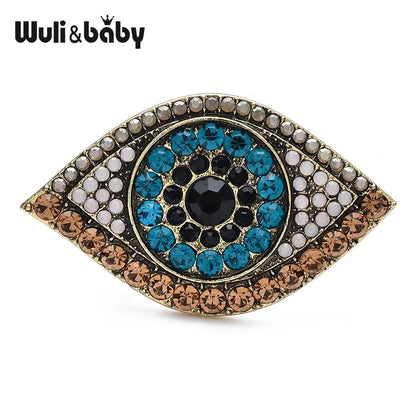 Wuli&baby Charming Eye Brooches Pins For Women Unisex 2-color Sparkling Rhinestone Eye Party Office Brooch Pin Gifts