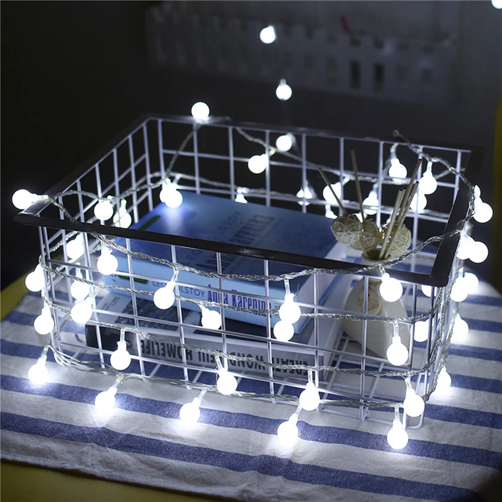 LED String Fairy Ball Lights USB/Battery Box Outdoor Ball Chain Lights Garland Lights Party Home Wedding Garden Christmas Decor