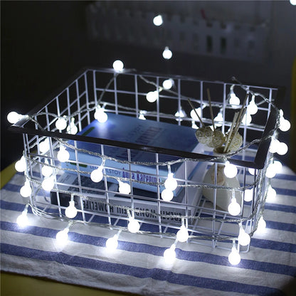LED String Fairy Ball Lights USB/Battery Box Outdoor Ball Chain Lights Garland Lights Party Home Wedding Garden Christmas Decor