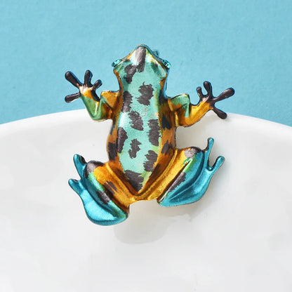 Wuli&baby Cute Enamel Frog Brooches For Women Unisex Vintage Animal Party Casual Clothes Brooch Pins Gifts