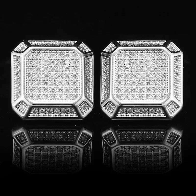 Square Cufflinks Copper Full Zircon Men Formal French Shirt Personalized Light Luxury Business Office Council Banquet Decoration