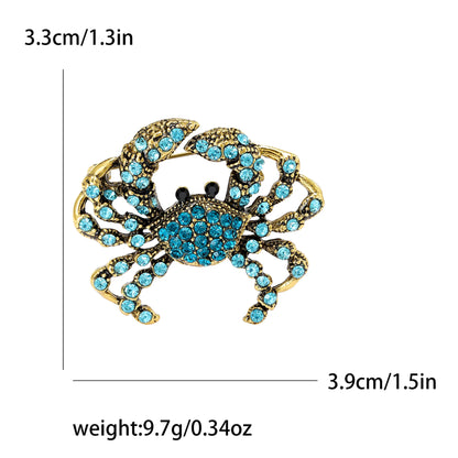 Enamel Rhinestone Crab Brooches For Women Unisex Animal Pins Multi-color Available Casual Party Accessories Gifts