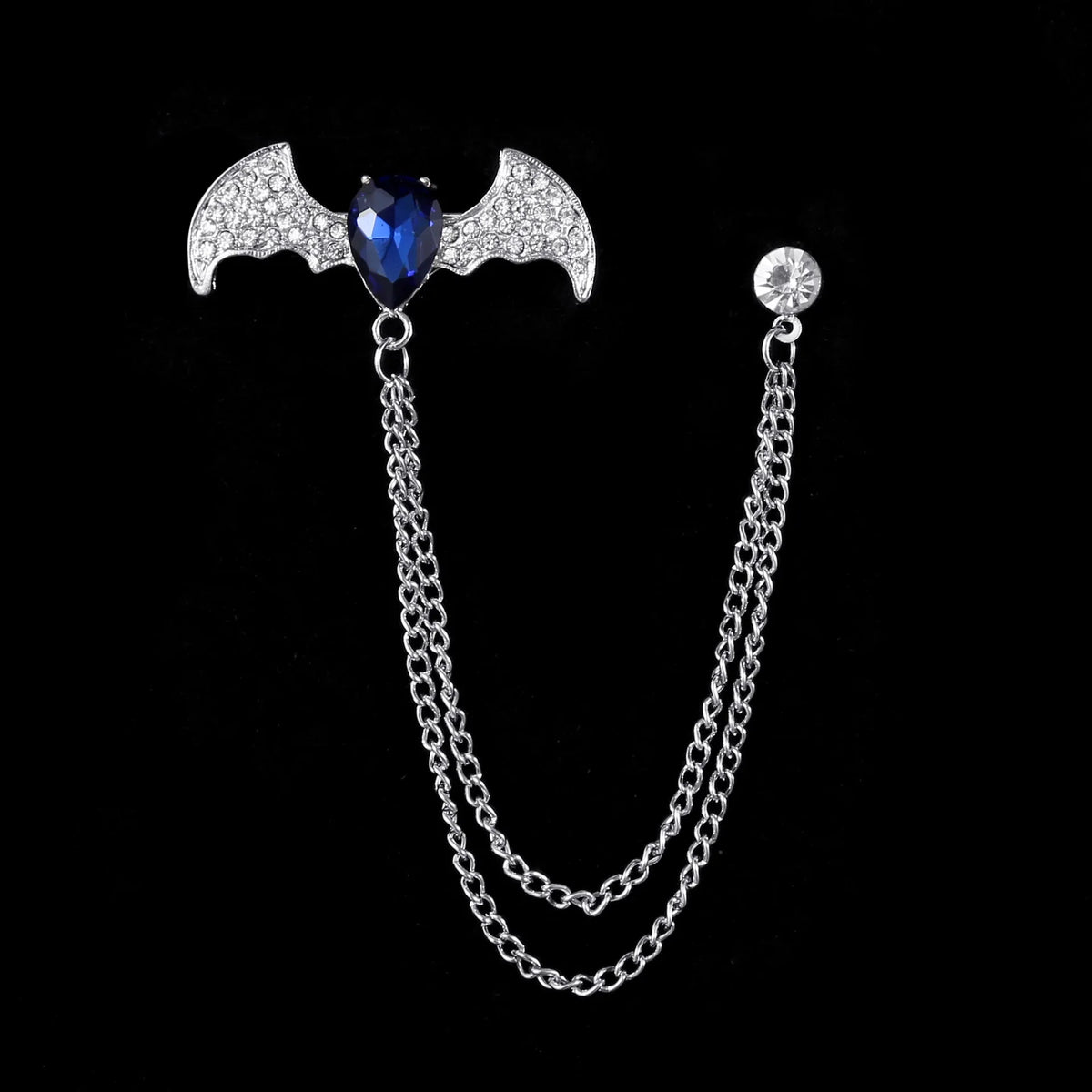 Retro Fashion Crystal Glasses Brooch Tassel Chain Snake Eagle Animal Lapel Pin Men Suit Shirt Collar Badge Jewelry Accessories