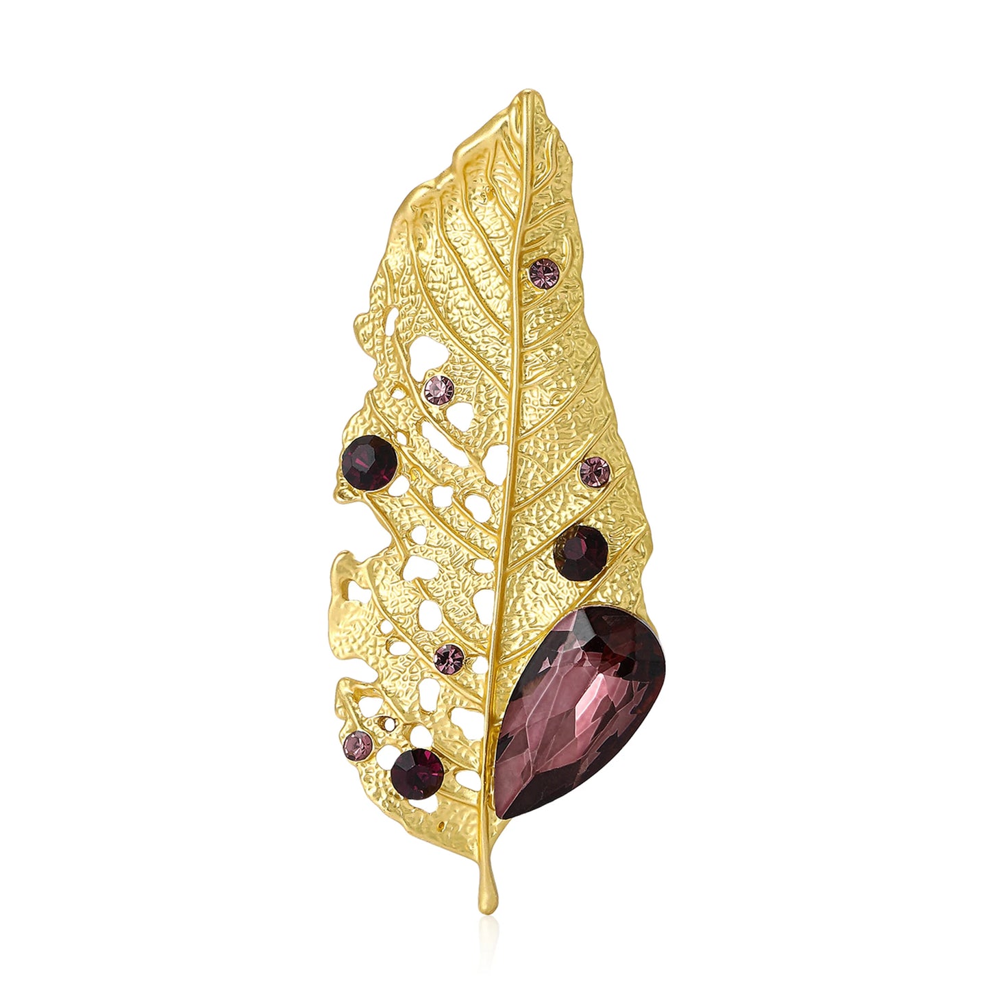 Beaut&Berry Luxury Rhinestone  Leaf Brooches for Women Unisex Plant Pins 2-color Available Casual Party Accessories Gifts