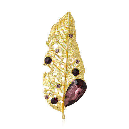 Beaut&Berry Luxury Rhinestone  Leaf Brooches for Women Unisex Plant Pins 2-color Available Casual Party Accessories Gifts