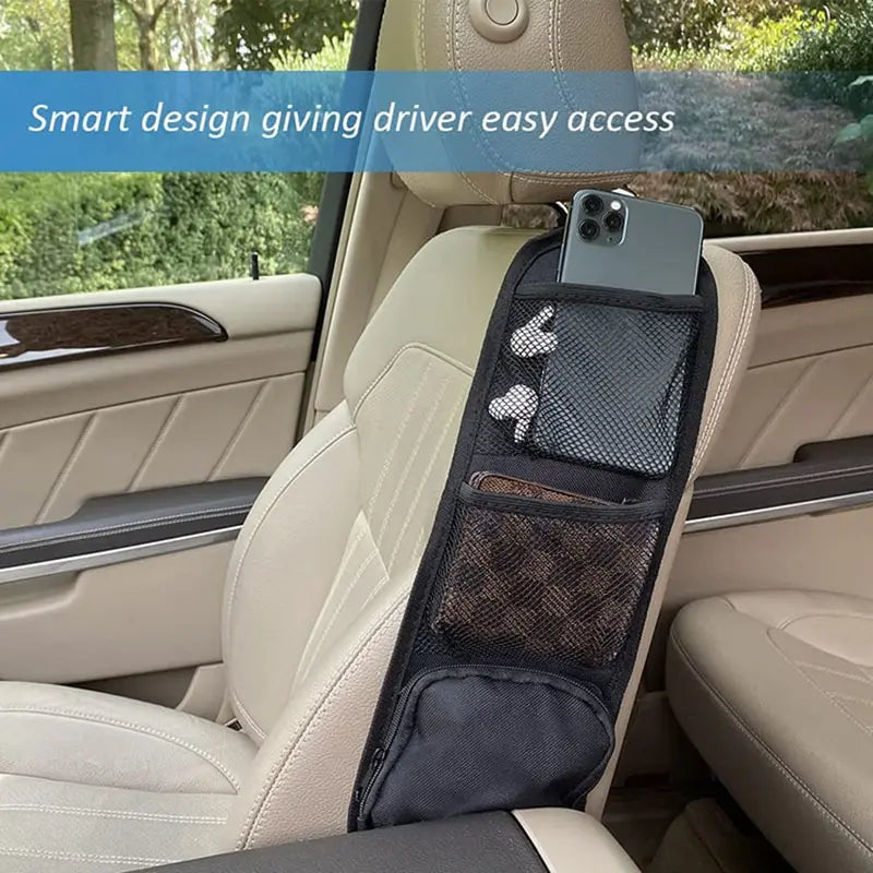 Multifunctional Zipper Storage Bag Car Side Storage Bag with Mesh Pocket for Things Holder Suitable for Cars