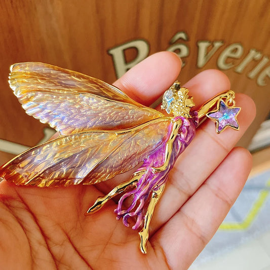 Baroque Luxury Beautiful Star Butterfly Genie Angel Design Men Women Brooch Pin，Jewelry Accessories, Wedding HolidayParty Favors