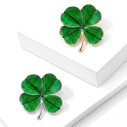 Beaut&Berry Classic Enamel Four Leaf Clover Brooches for Women Unisex Plant Pins Casual Party Jewelry Accessories Gifts