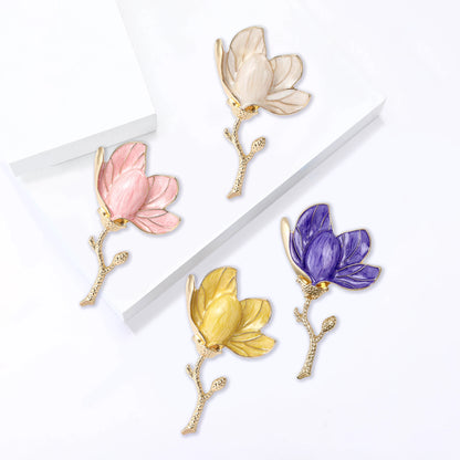 Beaut&Berry Luxury Crystal Glass Flower Brooches for Women Unisex Plant Pins Casual Party Accessories Gifts Friends Decoration
