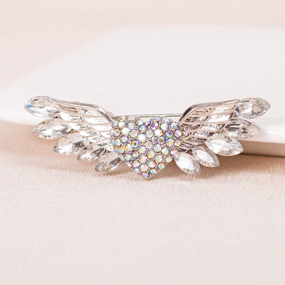 Sparkling Crystal Love Angel Wings Brooch Women's Luxury Dress Wedding Decorations Souvenir Gifts