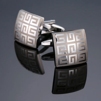 High end men's French shirt cufflinks Classic Square laser lattice wire drawing cuffs buttons business suit accessories jewelry