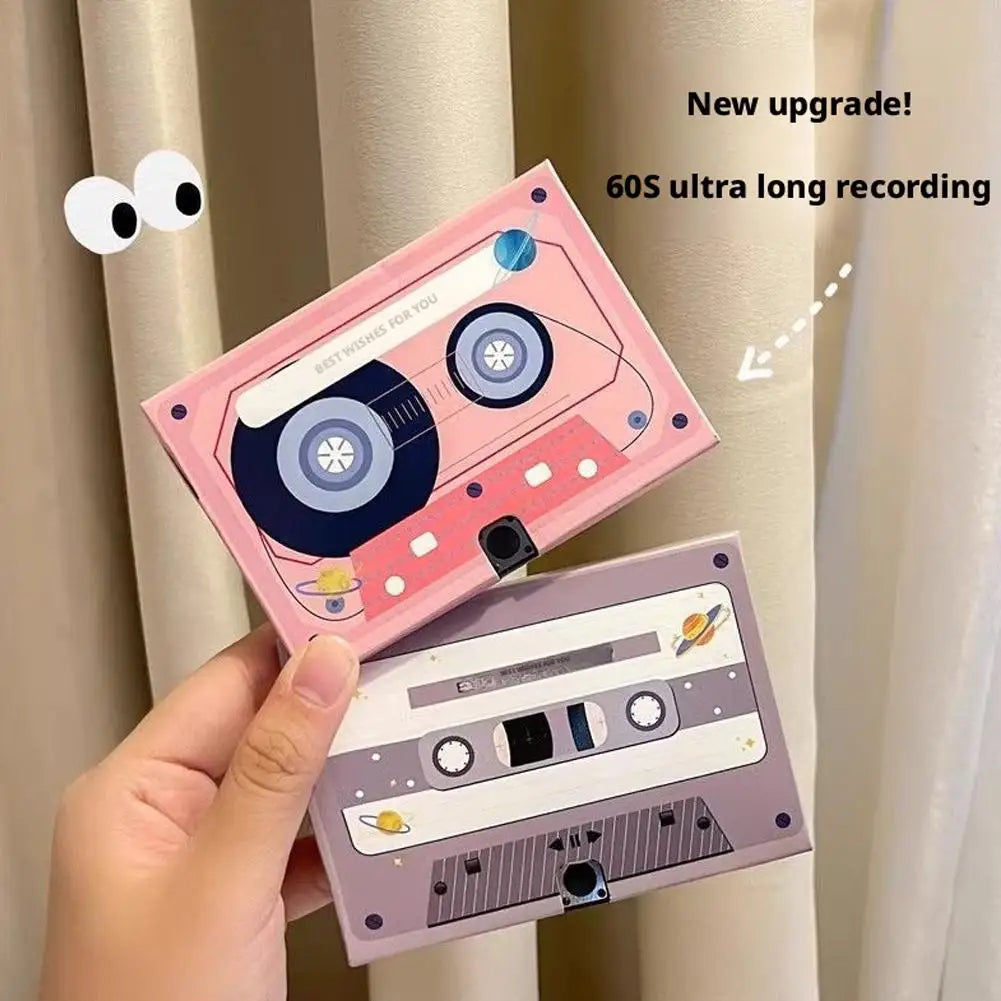 Voice Recordable Greeting Card 60 Seconds Recording Time Message Recorder Cassette Recording Voice Tape Greeting Card