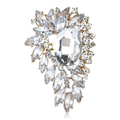 Beaut&Berry Vintage Crystal Glass Brooches for Women Unisex Court Pins Friends Party Gifts Banquet Jewellery Accessories