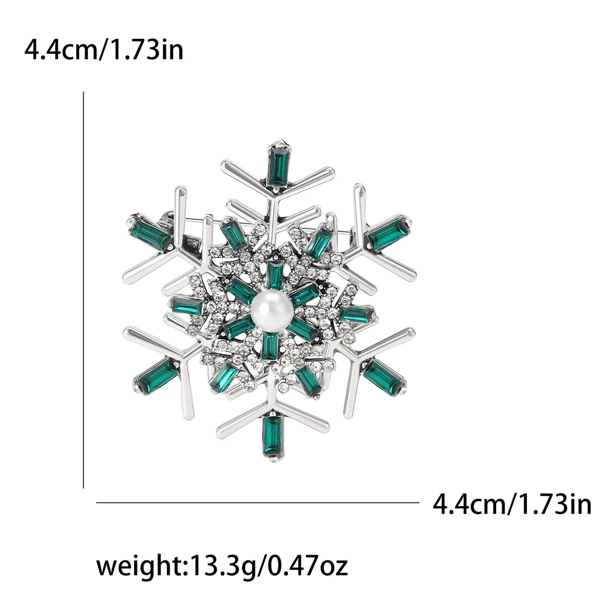 Christmas Rhinestone Snowflake Brooches for Women Unisex Pearl Ice Crystal Pins Office Party Friend Gifts Jewelry Accessories