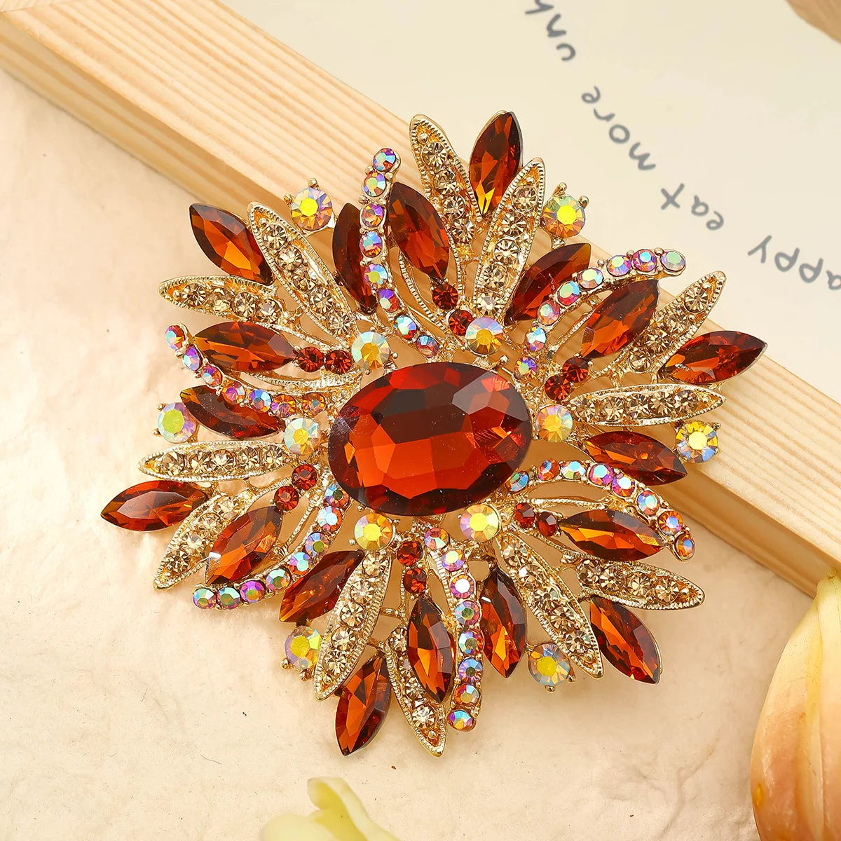 SKEDS Full Crystal Shining Boutique Flower Brooch Badges For Women Exaggerated Exquisite Decoration Pin Accessories