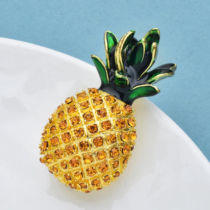 Wuli&baby Sparkling Pineapple Brooches For Women Unisex Beautiful Rhinestone Fruits Plants Party Casual Brooch Pin Fashion Gifts