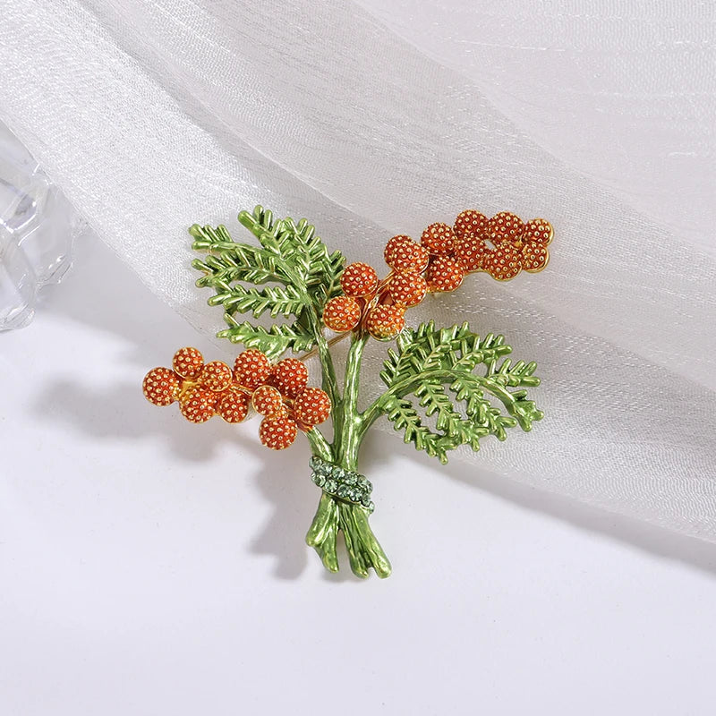 Pearl Lily of the Valley Flower Brooches for Women Enamel Berry Pin Plant Lapel Pins Office Party Funny Friend Gifts Accessories