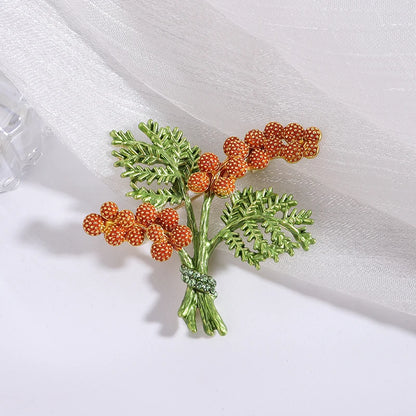 Pearl Lily of the Valley Flower Brooches for Women Enamel Berry Pin Plant Lapel Pins Office Party Funny Friend Gifts Accessories
