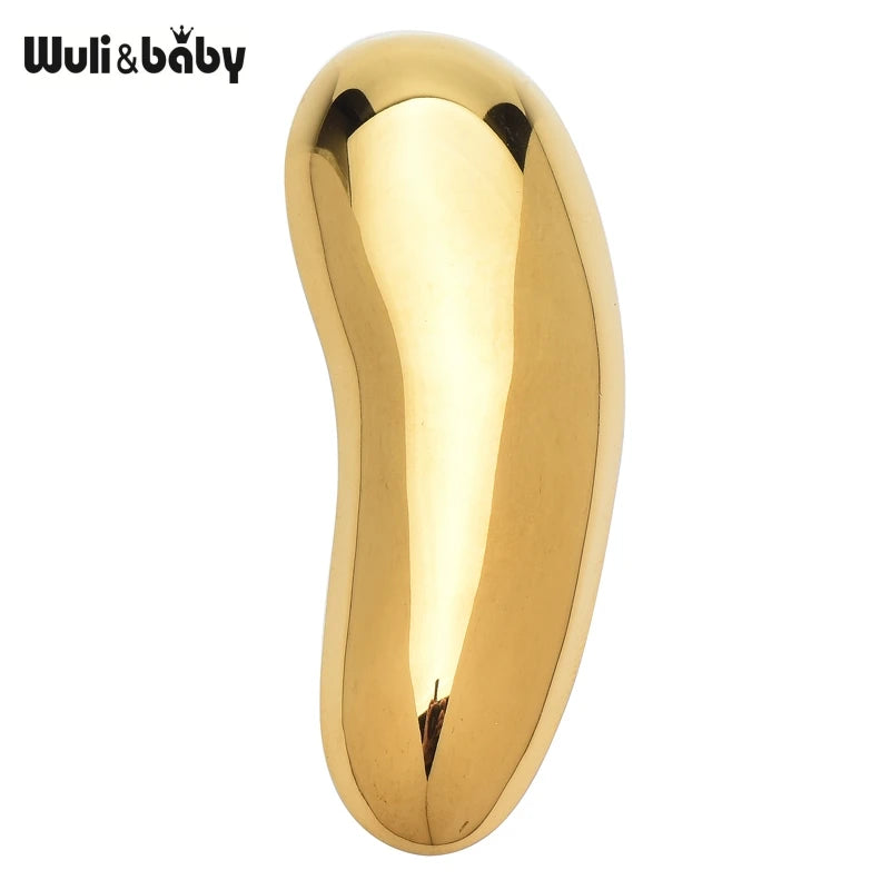 Wuli&baby Stainless Steel Geometric Bean Brooches For Women Men 2-color Minimalist Style Brooch Pins Fashion Jewelry Gifts