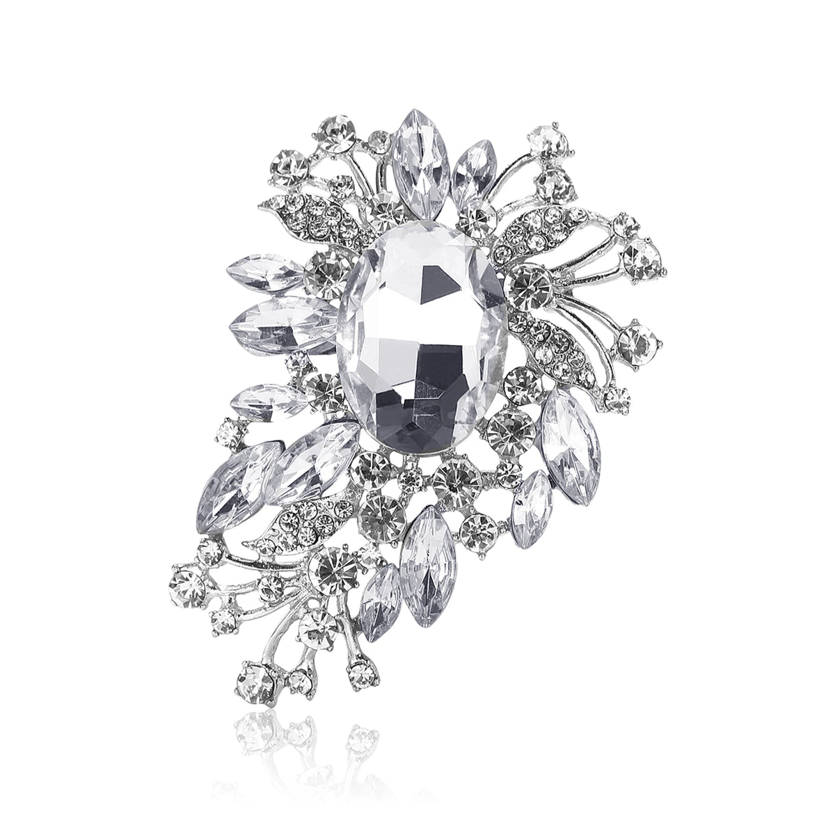 Beaut&Berry Luxury Crystal Glass Brooches for Women Rhinestone Flower Pins Friends Party Gifts Banquet Jewellery Accessories