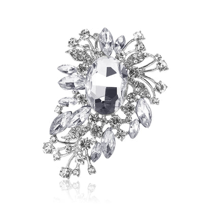 Beaut&Berry Luxury Crystal Glass Brooches for Women Rhinestone Flower Pins Friends Party Gifts Banquet Jewellery Accessories