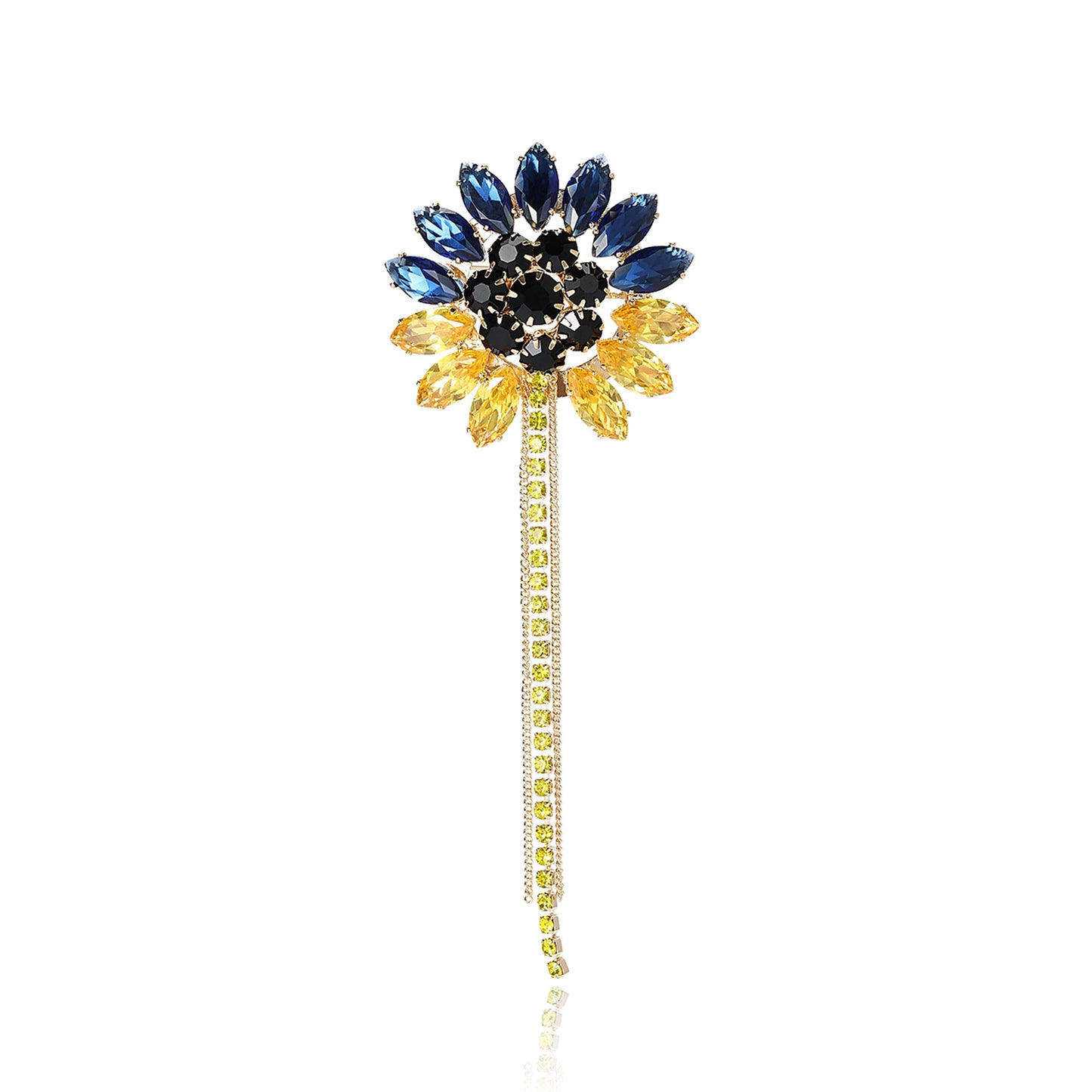 Beaut&Berry Ear of Wheat Brooches for Women Rhinestone Blue and Yellow Plant Pins 5-Color Unisex Casual Accessories Gifts