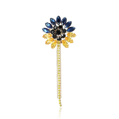 Beaut&Berry Ear of Wheat Brooches for Women Rhinestone Blue and Yellow Plant Pins 5-Color Unisex Casual Accessories Gifts