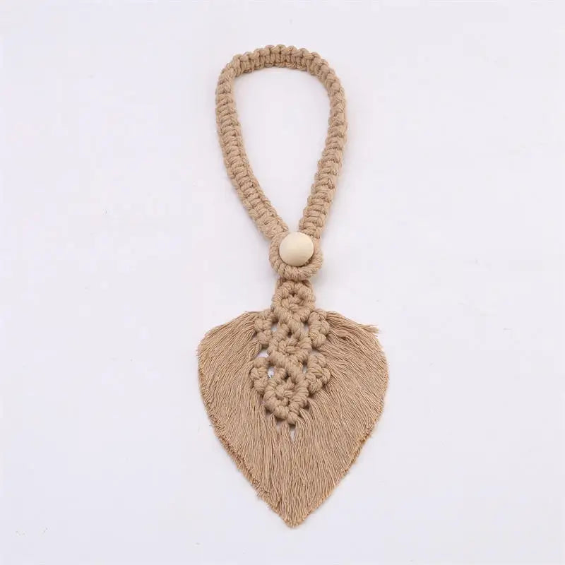 1/2PCs Handmade Curtain Tiebacks Macrame Tassel Leaf Shaped Curtain Holdback Braided Tie Back Holder Bohemian Home Decoration
