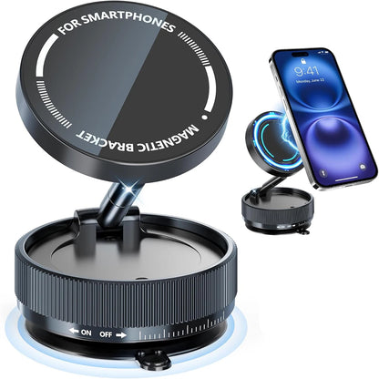 Upgraded 360° Vacuum Magnetic Phone Holder, Magnetic Car Phone Mount, Hands-Free Suction Cup Phone Holder for Car/Gym/Mirror