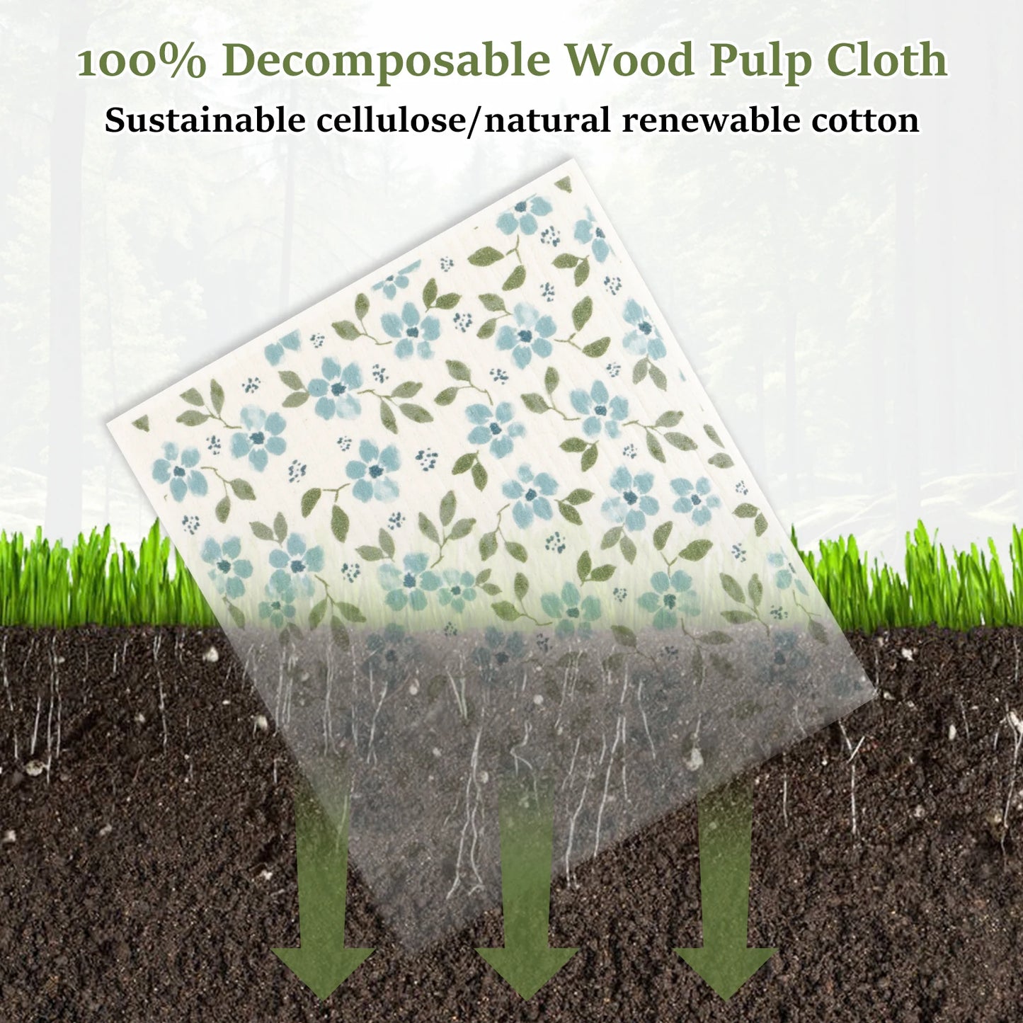 6/12Pcs Swedish Dishcloths Reusable Kitchen Dish Towels Absorbent Dish Rags Biodegradable Soft Cellulose Sponge Washing Cloths