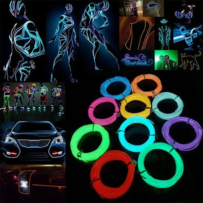 1M/3m/5M LED Neon Light USB Flexible EL Wire Rope Tube Waterproof LED Strip Tape for Holiday Dance Party Decor Light 3V 5V 12V