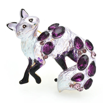 Wuli&baby Crystal Fox Brooches For Women Unisex Lovely Enamel 4-color Animal Party Casual Brooch Pins Gifts