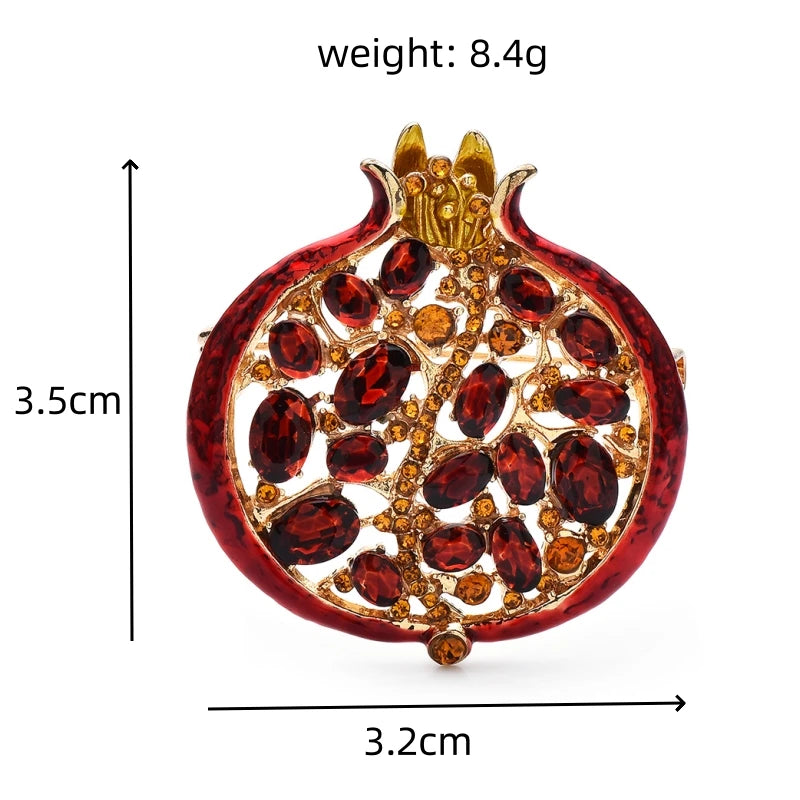 Wuli&baby 3-color Pomegranate Brooches For Women Unisex Enamel Rhinestone Fruits Plants Party Office Coat Brooch Pins Gifts