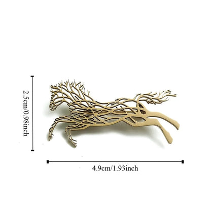 Luxury Running Horses Brooch Trendy Classic Zodiac Animal Lapel Pins Casual Jewelry Leopard Stainless Steel Brooches for Women
