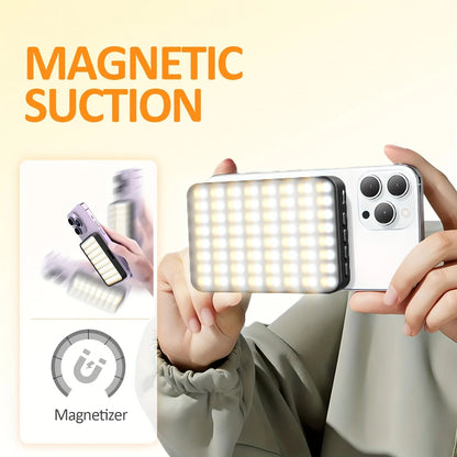1pc Magnetic Fill Light,3000mAh Selfie Light,120LEDs,USB Charging,3 Light Modes,for Photography,Makeup,Video Conference,with Cli