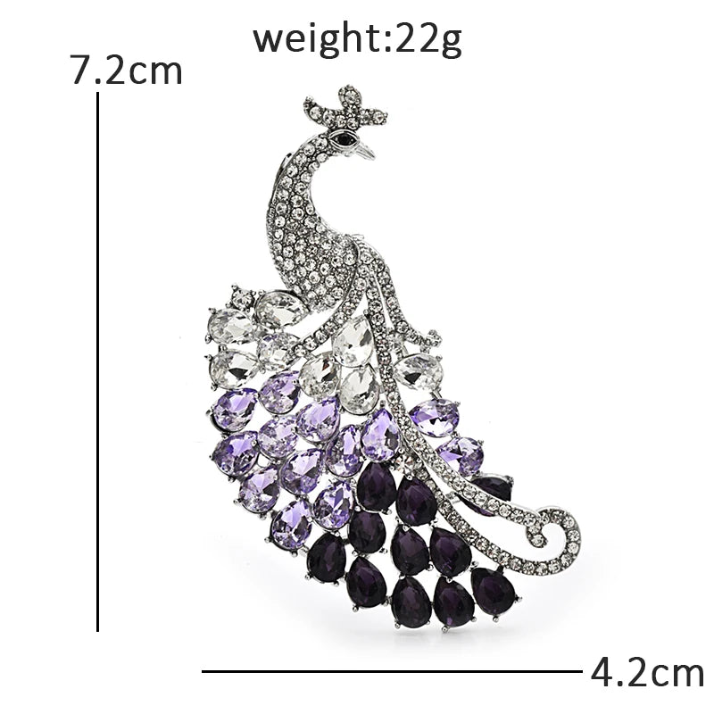 Wuli&baby Luxury Charming Peacock Brooches For Women Unisex Beautiful Rhinestone Big Bird Animal Office Party Brooch Pins Gifts