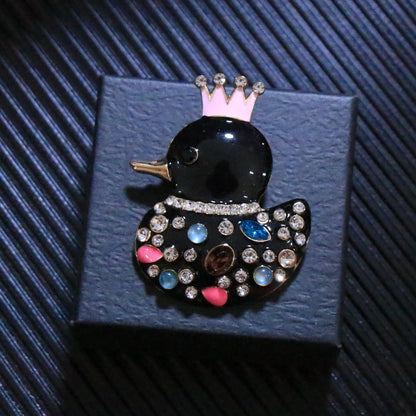 SKEDS Shiny Rhinestone Animal Duck Brooch High-End Unisex Colorful Crystal Lapel Pin New Trendy Style Festival Gift