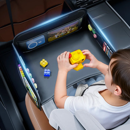 Child Car Dining Drawing Table Leather Universa Safety Seat Tray Backseat Children Table Tool Toys Phone Storage Pocket Lap Desk