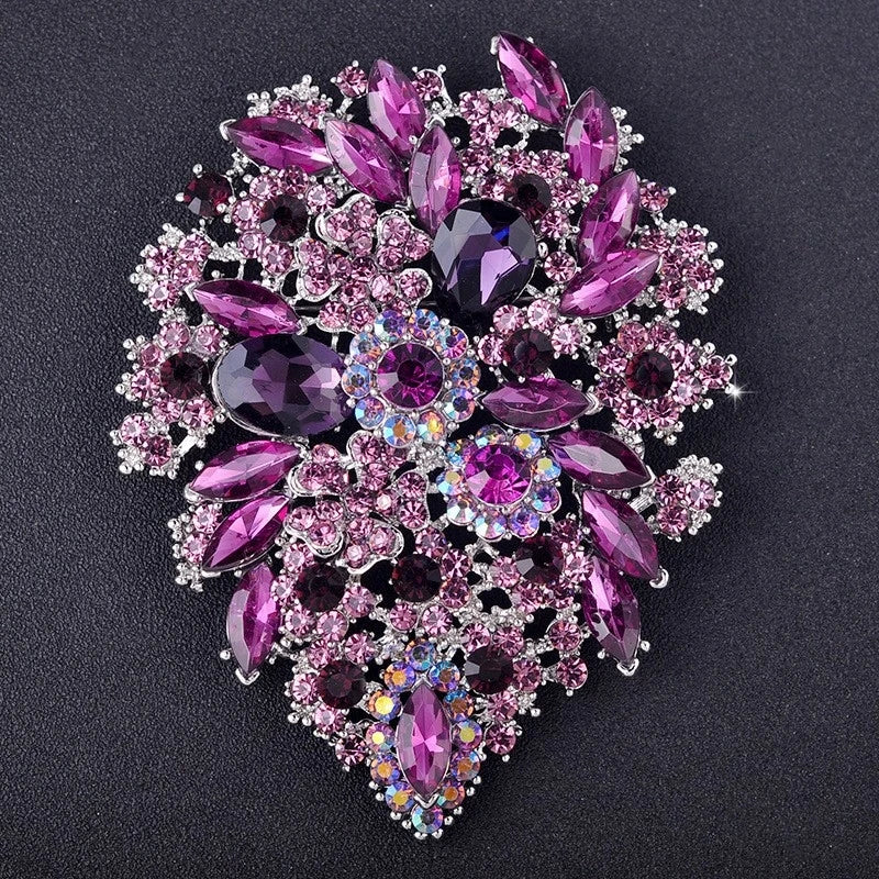 SKEDS Exaggerated Luxury Full Crystal Waterdrop Flower Brooch Pin For Women Men Shining Boutique Decoration Party Wedding Badges